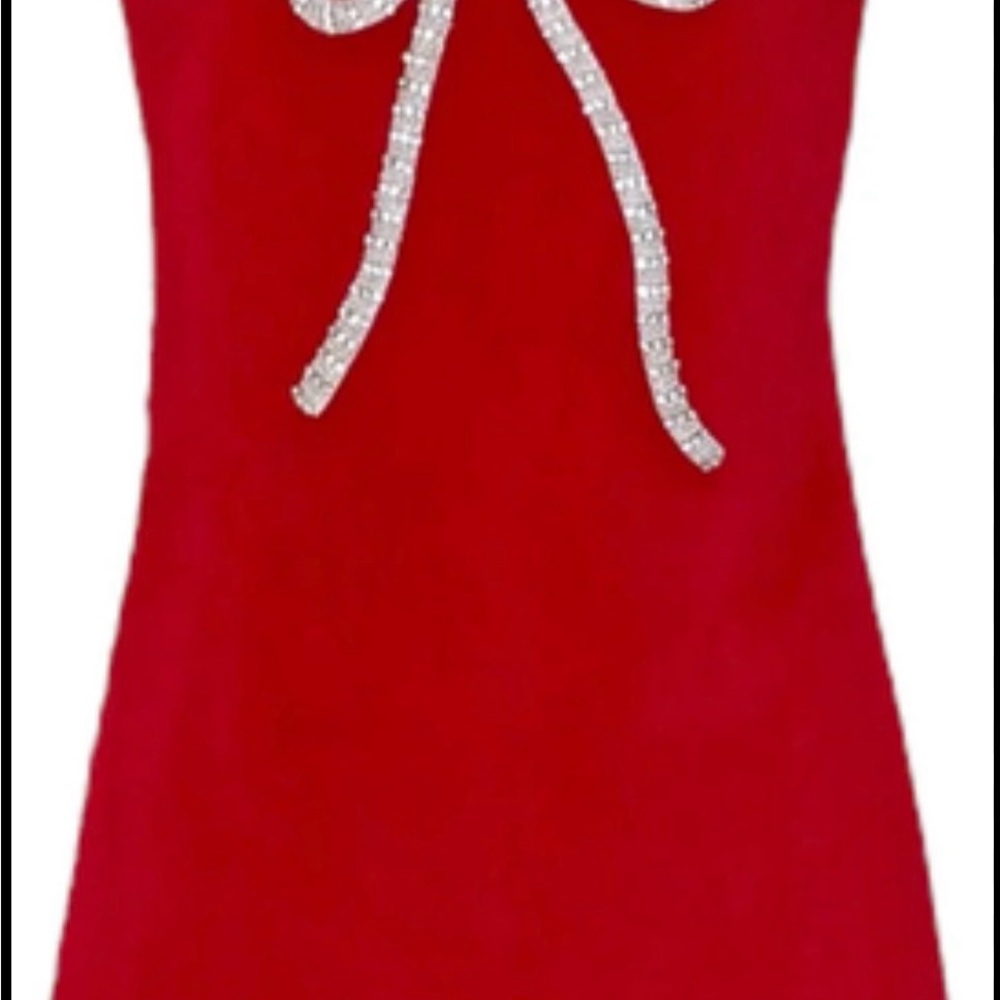 Lola + The Boys Red Girls' Formal Dress with Silver Bow Embellishment